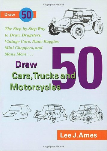 Draw 50 cars, trucks, and motor-cycles